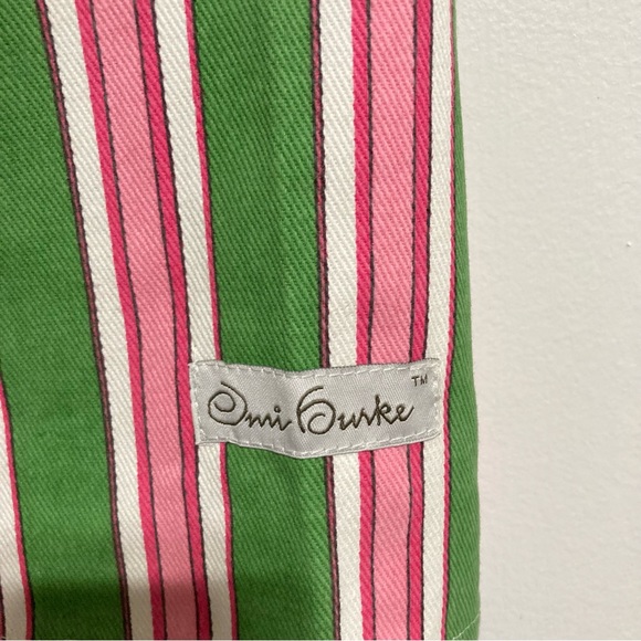 Emi Burke Candy Stripe Pink Green White Child's Apron 25" T x 20" W - Picture 3 of 14